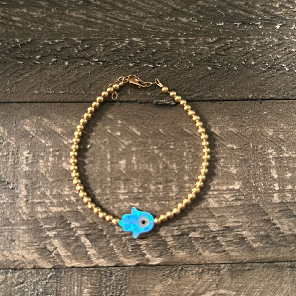 Blue hamsa hand bracelet
